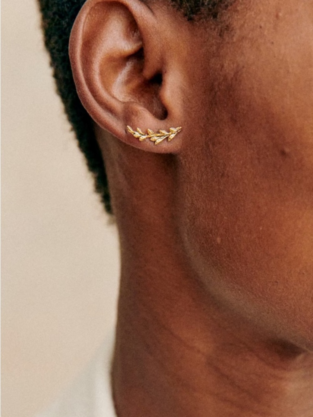 Sezane Gold Leaf Ear Crawler Earrings